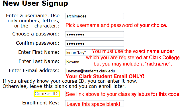 Screenshot of WAMAP registration page.